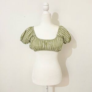 green gingham milkmaid crop top
